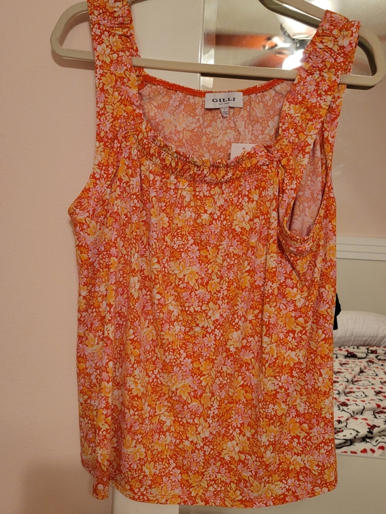 Gilli Tops - Gilli Orange Pink Floral Sleeveless Tank Top